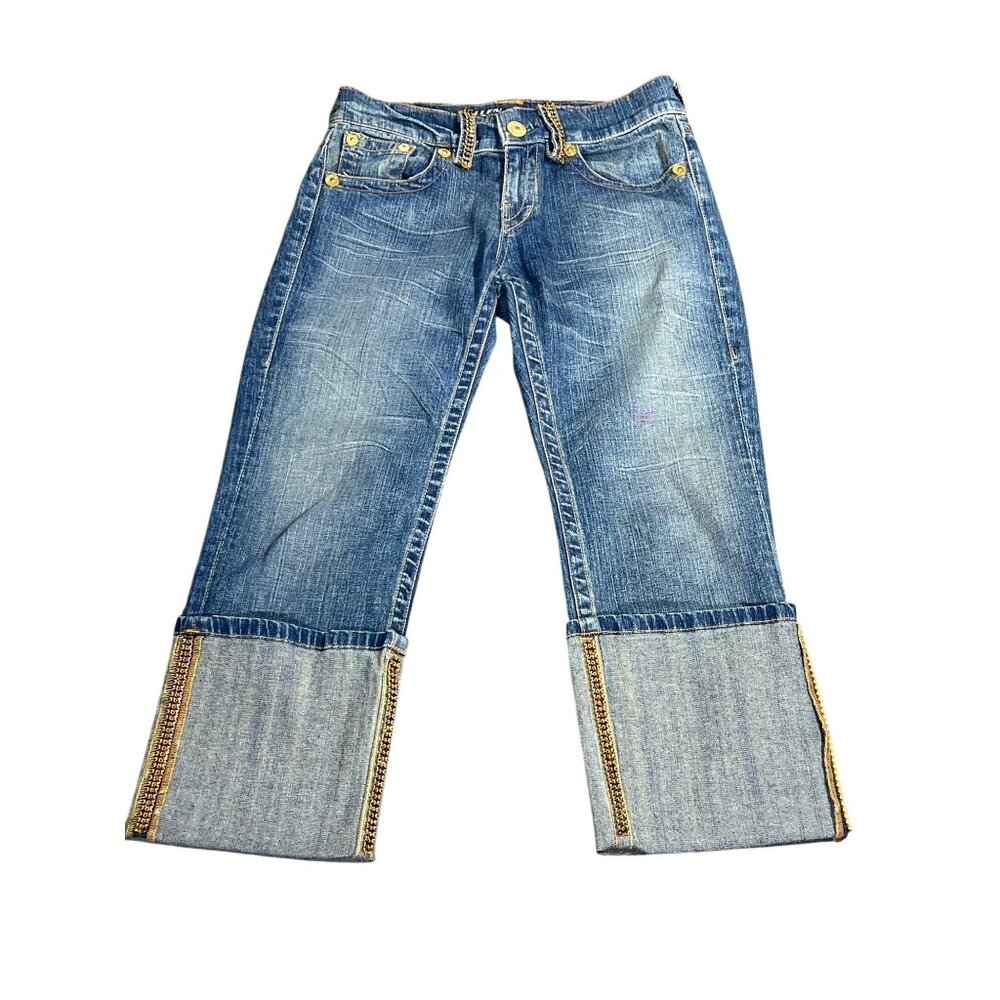 ALLEN B. BY ALLEN SCHWARTZ Rhinestone Embellished Capri  Jeans Sz 29 EUC